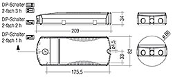 Hinweis: Lieferung LED-Treiber mit Duration DIP-Schalter (2-fach) in 3 Stunden-Position. DIP-Schalter und I-SELECT 2 PLUG vor Akku- und Netzanschluss einstellen.